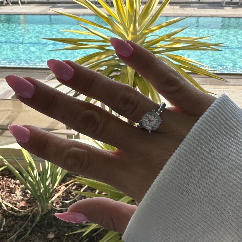 3 CT. Moissanite Engagement Ring Solitaire With Pavé Accents